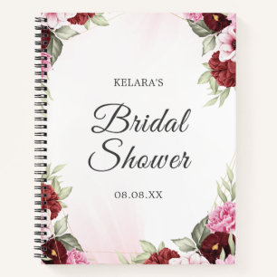 Elegantes Burgundy-Brautparty Hochzeit Notizbuch