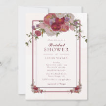 Elegantes Burgundy Floral Frame Brautparty