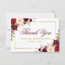 Elegantes Burgundy Floral Gold Brautparty