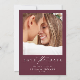 Elegantes Burgundy Foto Hochzeit speichern das Dat Save The Date