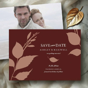 Elegantes Burgundy-Foto speichert die Datumskarten Save The Date