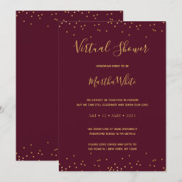 Elegantes Burgundy Gold Einfaches virtuelles Braut Einladung