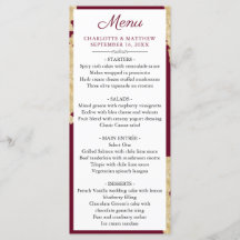 Elegantes Burgundy Marsala & Gold Wedding Menü