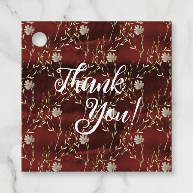 Elegantes Burgundy Marsala Party Geschenkanhänger (Vorderseite)