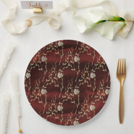Elegantes Burgundy Marsala Party Pappteller