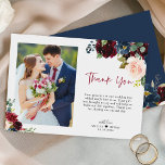 Elegantes Burgundy Navy Blumenzettel-Foto Dankeskarte<br><div class="desc">Elegantes Burgundy Navy Blumenschrift Hochzeitsskript Foto Dankeschön Karte. Für weitere Anpassungen klicken Sie bitte auf den Link "Weitere Anpassung" und verwenden Sie unser Design-Tool,  um diese Vorlage zu ändern.</div>