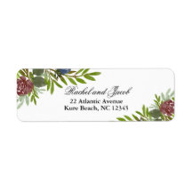 Elegantes burgundy Navy Floral Wedding Address Lab