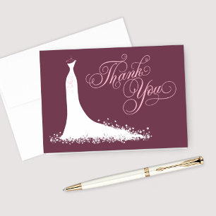Elegantes Burgundy Pink Wedding Gown Brautparty Dankeskarte