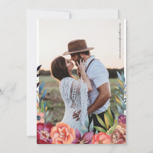 Elegantes Burgundy & Plum Floral Foto Wedding V2 Einladung