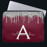 Elegantes Burgundy Silver Glitzer Sparkle Monogram Laptopschutzhülle<br><div class="desc">Burgundy und Silver Imitats Dripping Modern and Elegant Girly Glitzer and Sparkle Elegant Monogram Case. Dieser Fall kann so angepasst werden,  dass er Ihren Anfangs- und Vornamen enthält.</div>