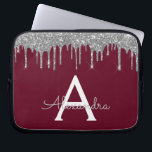 Elegantes Burgundy Silver Glitzer Sparkle Monogram Laptopschutzhülle<br><div class="desc">Burgundy und Silver Imitats Dripping Modern and Elegant Girly Glitzer and Sparkle Elegant Monogram Case. Dieser Fall kann so angepasst werden,  dass er Ihren Anfangs- und Vornamen enthält.</div>