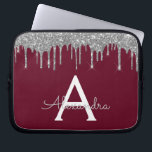 Elegantes Burgundy Silver Glitzer Sparkle Monogram Laptopschutzhülle<br><div class="desc">Burgundy und Silver Imitats Dripping Modern and Elegant Girly Glitzer and Sparkle Elegant Monogram Case. Dieser Fall kann so angepasst werden,  dass er Ihren Anfangs- und Vornamen enthält.</div>