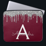 Elegantes Burgundy Silver Glitzer Sparkle Monogram Laptopschutzhülle<br><div class="desc">Burgundy und Silver Imitats Dripping Modern and Elegant Girly Glitzer and Sparkle Elegant Monogram Case. Dieser Fall kann so angepasst werden,  dass er Ihren Anfangs- und Vornamen enthält.</div>