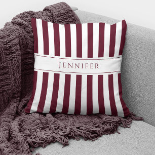 Elegantes Burgundy Stripes Muster Kissen