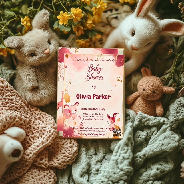 Elegantes Burgundy- und Blush-Aquarell-Baby Einladung (Von Creator hochgeladen)