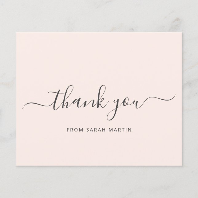 Elegantes Business Blush Pink Budget Danke Karte (Vorderseite)