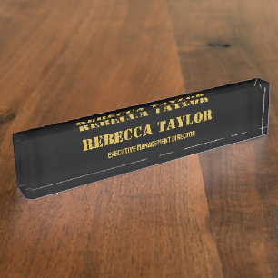 Elegantes Business für Black and Gold Office Namensplakette