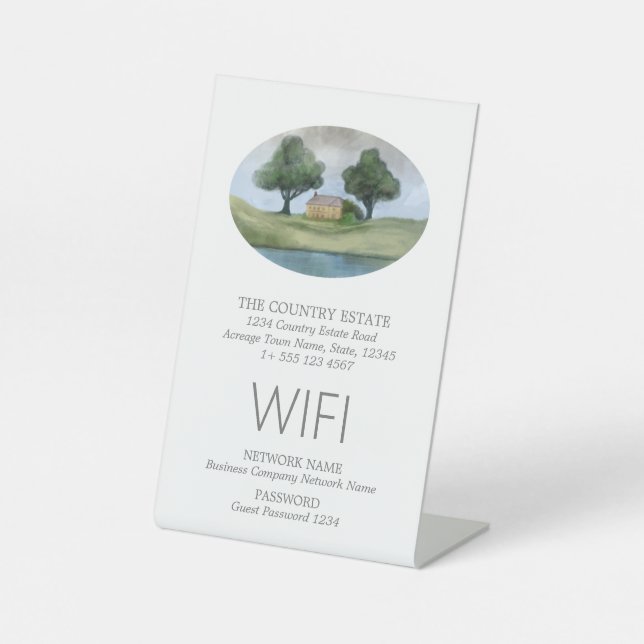 Elegantes Business Guest WIFI Sockelschild (Vorderseite)