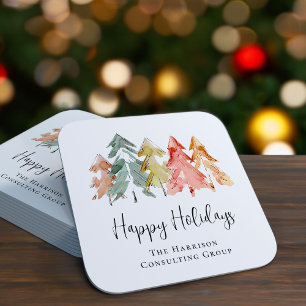 Elegantes Business Happy Holidays Weihnachten Rechteckiger Pappuntersetzer