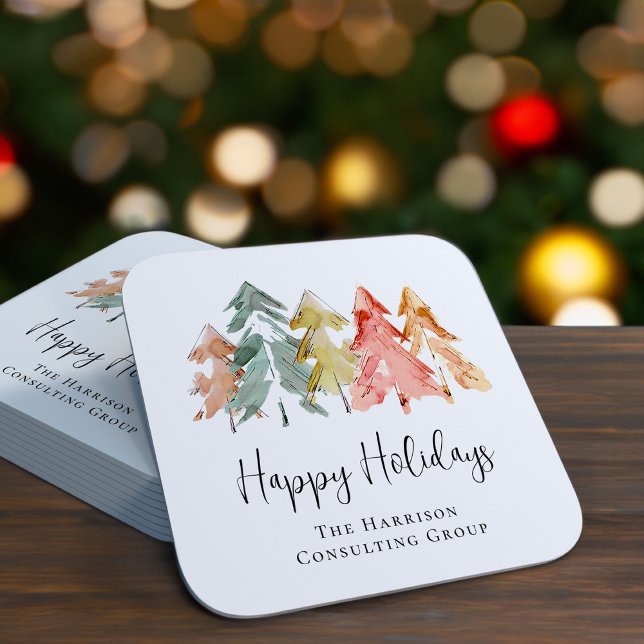 Elegantes Business Happy Holidays Weihnachten Rechteckiger Pappuntersetzer (Von Creator hochgeladen)