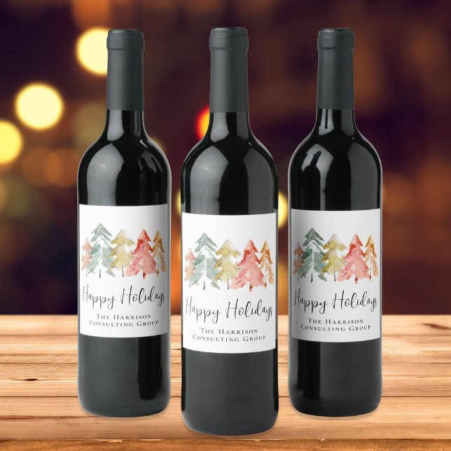 Elegantes Business Happy Holidays Weihnachten Weinetikett (Von Creator hochgeladen)