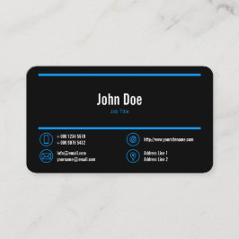 Elegantes Business Logo Blue Lines Blue Icons Blac Visitenkarte
