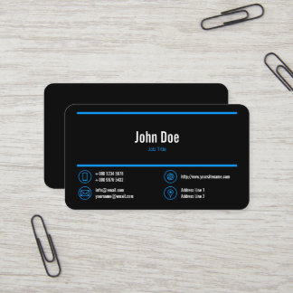 Elegantes Business Logo Blue Lines Blue Icons Blac Visitenkarte