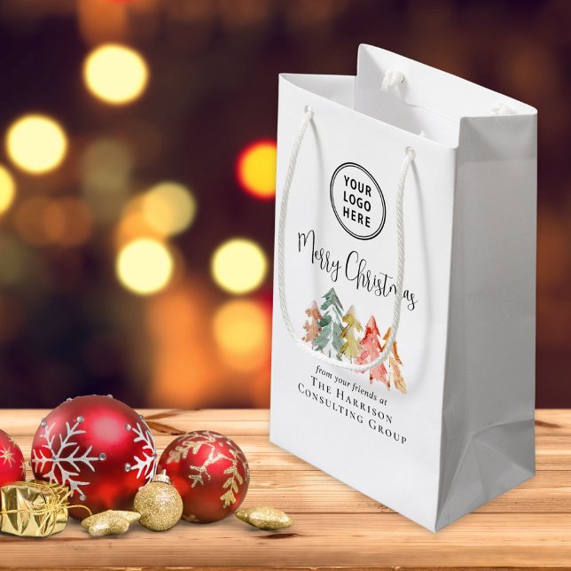 Elegantes Business-Logo Frohe Weihnachten Kleine Geschenktüte (Von Creator hochgeladen)