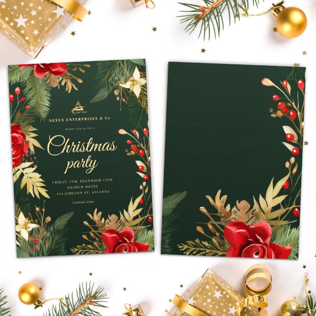 Elegantes Business-Logo Weihnachts-Party für Unter Einladung (Elegant Business Logo Corporate Christmas Party Invitation)
