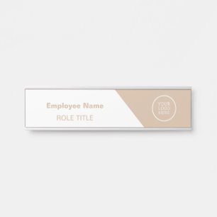 Elegantes Business-Logo weiß beige Türschild