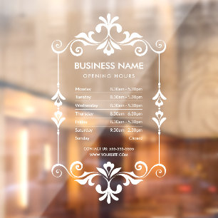 Elegantes Business Opening Stunden Sign Window Fensteraufkleber