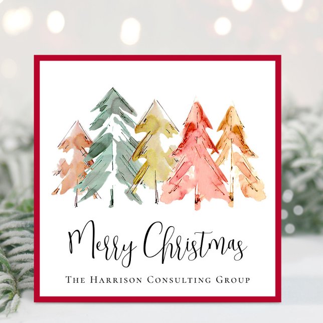 Elegantes Business Watercolor Frohe Weihnachten (Spread the joy of the season and strengthen business relationships with our elegant holiday card)