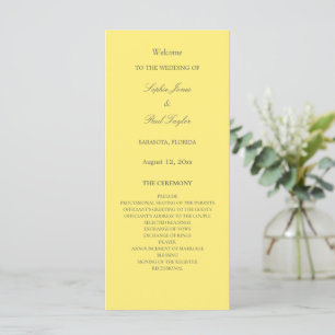 Elegantes Butter Yellow Wedding Programm