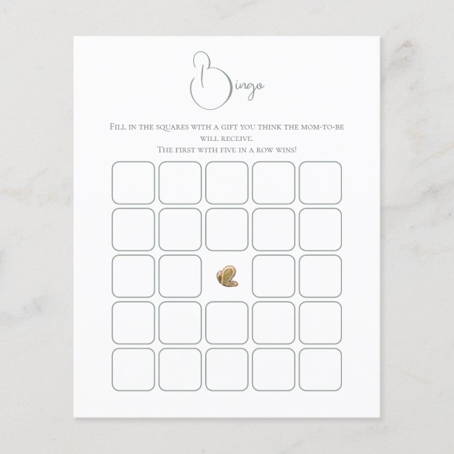 Elegantes Butterfly Baby Shower Bingo Game Flyer (Vorne)
