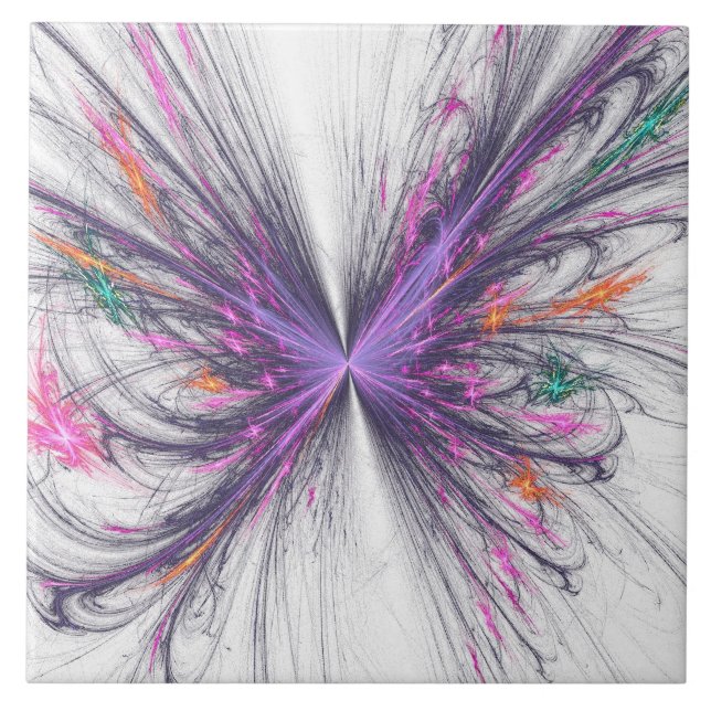Elegantes Butterfly Fraktal Fliese (Vorderseite)