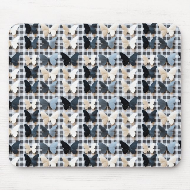 Elegantes Butterfly Grid Pattern Mousepad (Vorne)