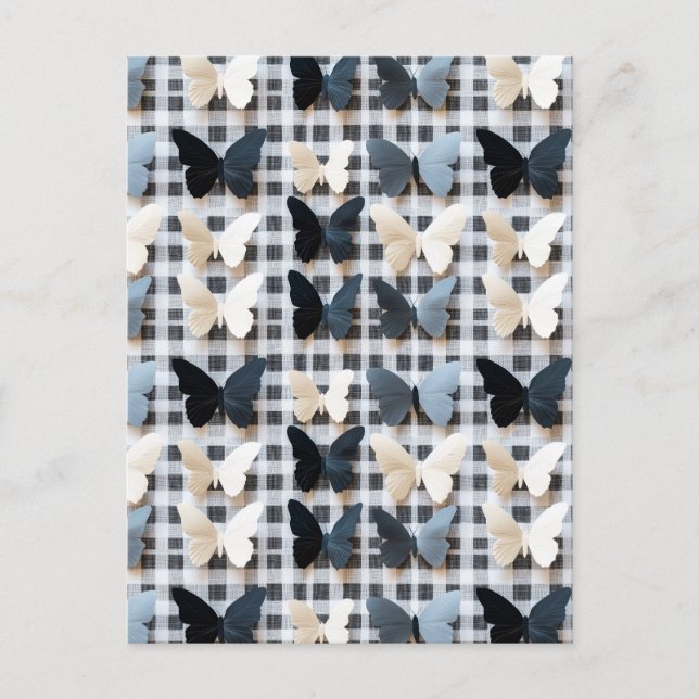 Elegantes Butterfly Grid Pattern Postkarte (Vorderseite)
