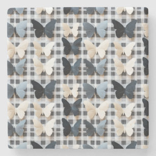 Elegantes Butterfly Grid Pattern Steinuntersetzer