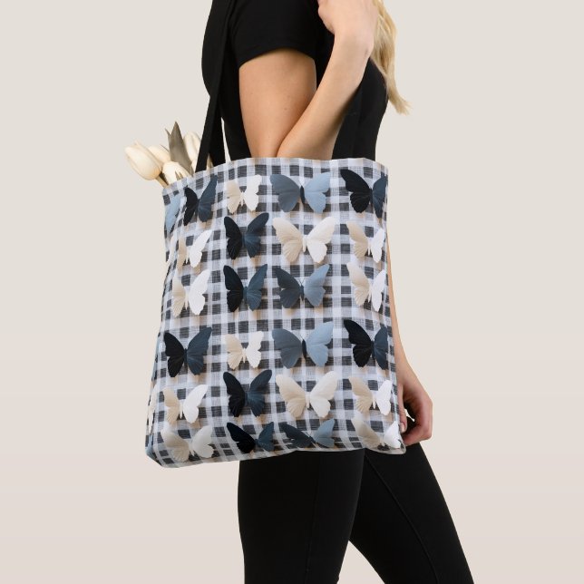Elegantes Butterfly Grid Pattern Tasche (Von Nahem)