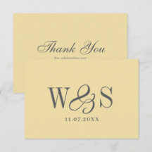 Elegantes Buttergelb Anfangsbuchstabe Hochzeitspaa