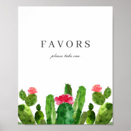 Elegantes Cactus Garden Wedding Favorits Table Sig Poster