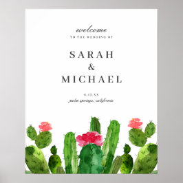 Elegantes Cactus Garden Wedding Willkommenszeichen Poster
