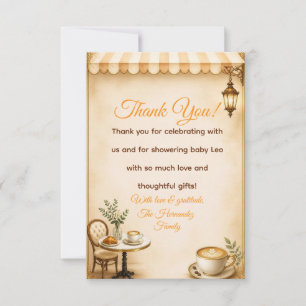 Elegantes Café Bébé-Baby-Shower französisches Bist Dankeskarte