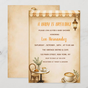 Elegantes Café Bébé Baby-Shower französisches Bist Einladung