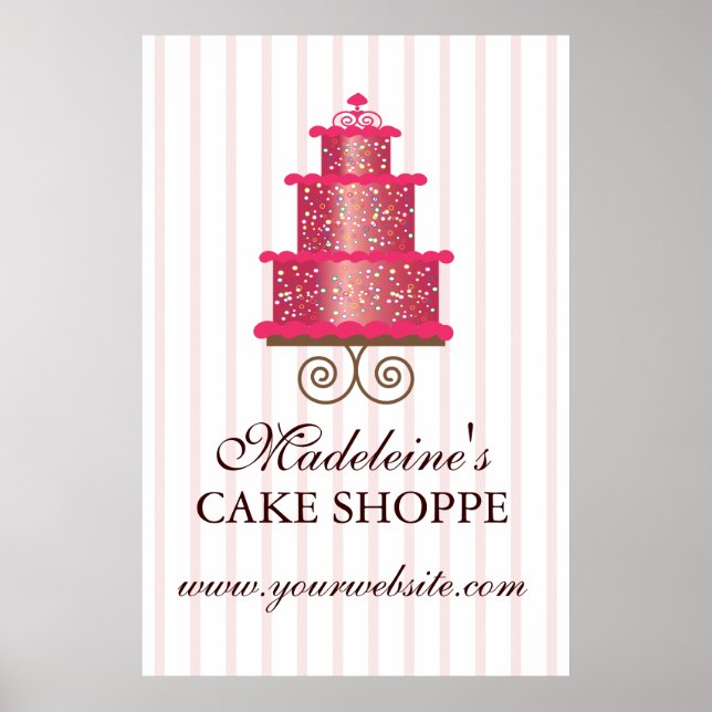 Elegantes Cake Custom Bakery Business Poster (Vorne)