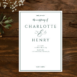 Elegantes Callighraphy Script Grün & Weiß Hochzeit Einladung