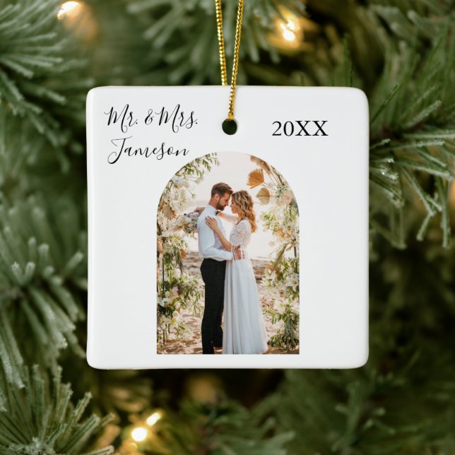 Elegantes Calligrafy Arch Foto Frame neu verlegt Keramikornament (Baum)