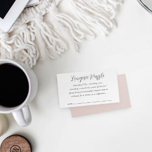 Elegantes Calligrafy Brautparty Lingerie Raffle Begleitkarte