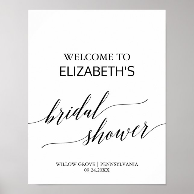 Elegantes Calligrafy Brautparty Willkommen Poster (Vorne)