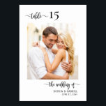 Elegantes Calligrafy Foto Hochzeit doppelseitig Tischnummer<br><div class="desc">Moderne elegante Kalligraphie Script Hochzeitsskripte Tischnummern Doppelseitig mit individuellem personalisierten Foto. Helfen Sie Ihren Gästen mit diesen schlichten,  doppelseitigen Tischnummer-Karten,  den Sie ganz einfach finden können. Einfach Zahlen,  Fotos,  Namen und Datum hinzufügen! Enthält eine hübsche Handschrift Kalligraphie "die Hochzeit von",  "Tisch"-Skript und eine benutzerdefinierte Fotovorlage.</div>